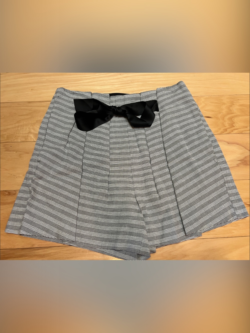 Elevenses Classic Pleated Black Bow Stripe Skirt